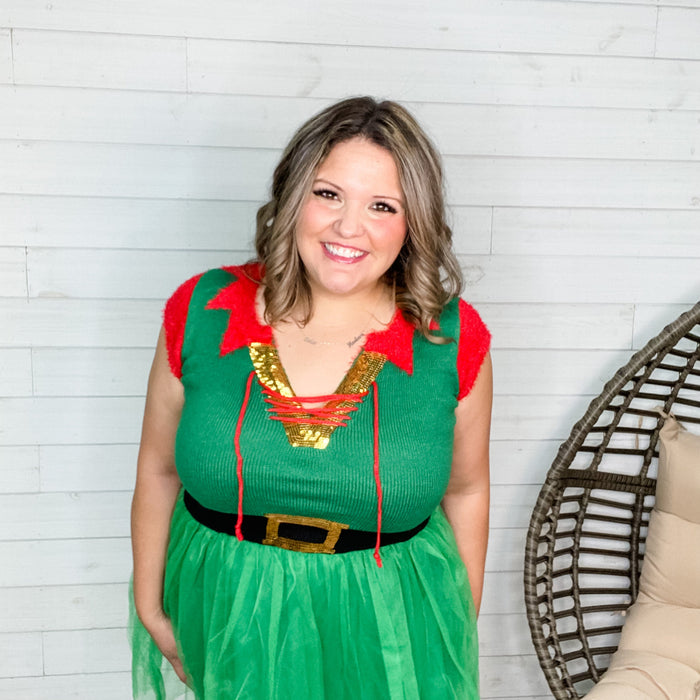 Holiday Elf Dress with Tutu-Lola Monroe Boutique