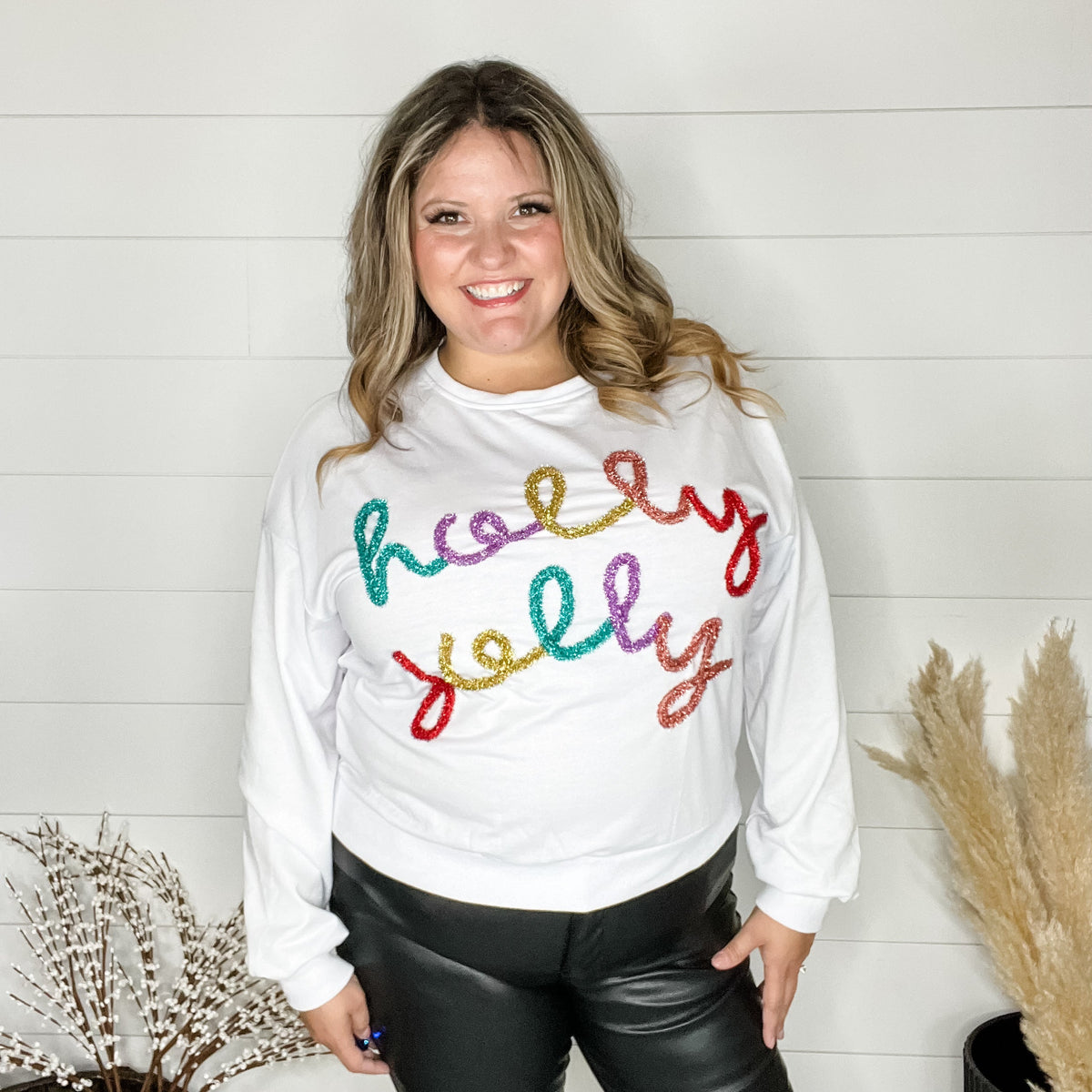 "Holly Jolly" Tinsel Crewneck