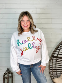 "Holly Jolly" Tinsel Crewneck-Lola Monroe Boutique