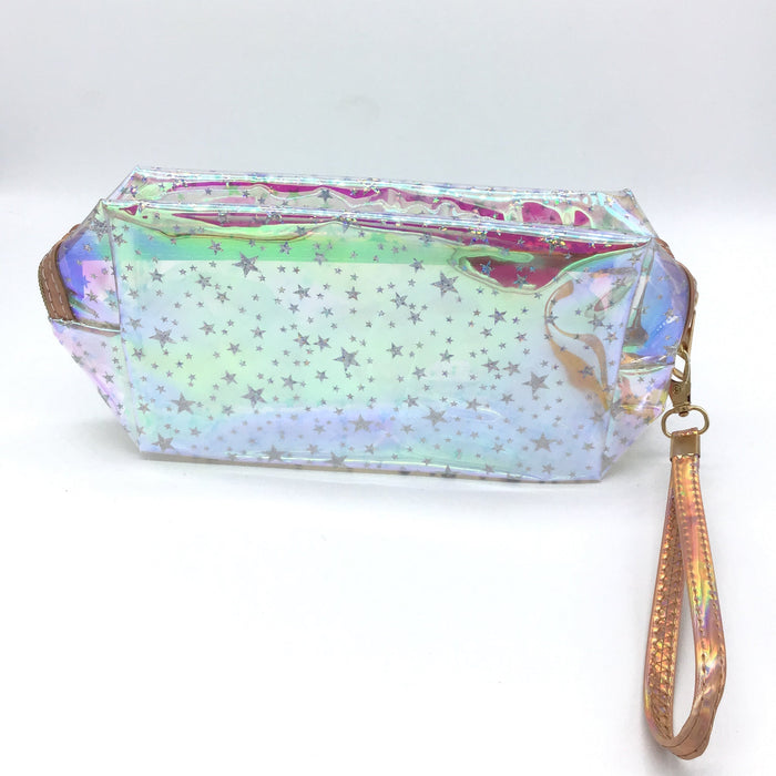 Holographic Stars Pouch with Wristlet-Lola Monroe Boutique