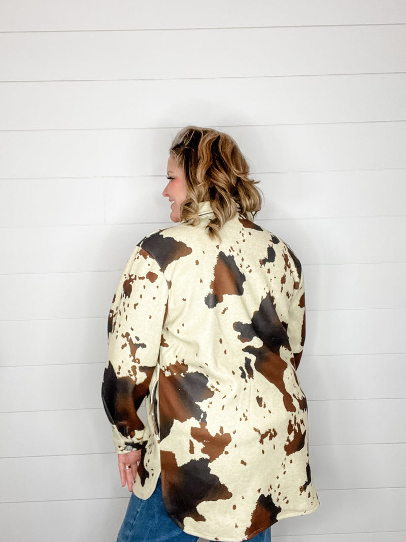 "Homegrown" Cow Print Shacket-Lola Monroe Boutique