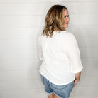 "Honeycutt" Cuffed 3/4 Sleeve Waffle Texture Top (Ivory)-Lola Monroe Boutique