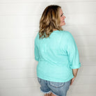 "Honeycutt" Cuffed 3/4 Sleeve Waffle Texture Top (Spearmint)-Lola Monroe Boutique