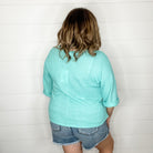 "Honeycutt" Cuffed 3/4 Sleeve Waffle Texture Top (Spearmint)-Lola Monroe Boutique