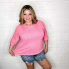 "Honeycutt" Cuffed 3/4 Sleeve Waffle Texture Top (Strawberry)-Lola Monroe Boutique