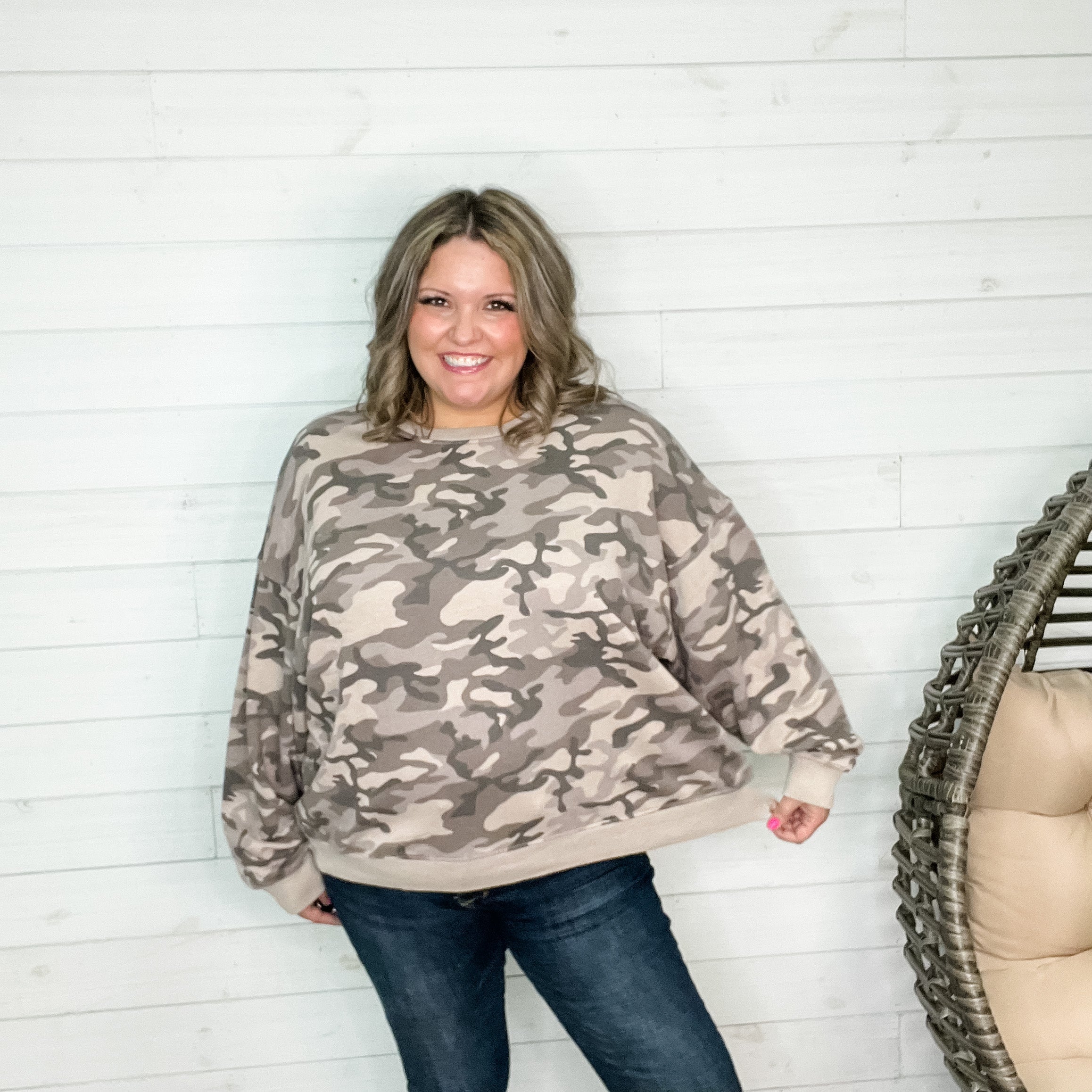 "Hoorah" Tan Camo Crewneck-Lola Monroe Boutique