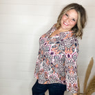 "Hutchinson" Paisley Lizzy 3/4 Sleeve Split Neck-Lola Monroe Boutique