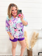 "I Called It" Floral Lizzy 3/4 Sleeve Split Neck Tops-Lola Monroe Boutique