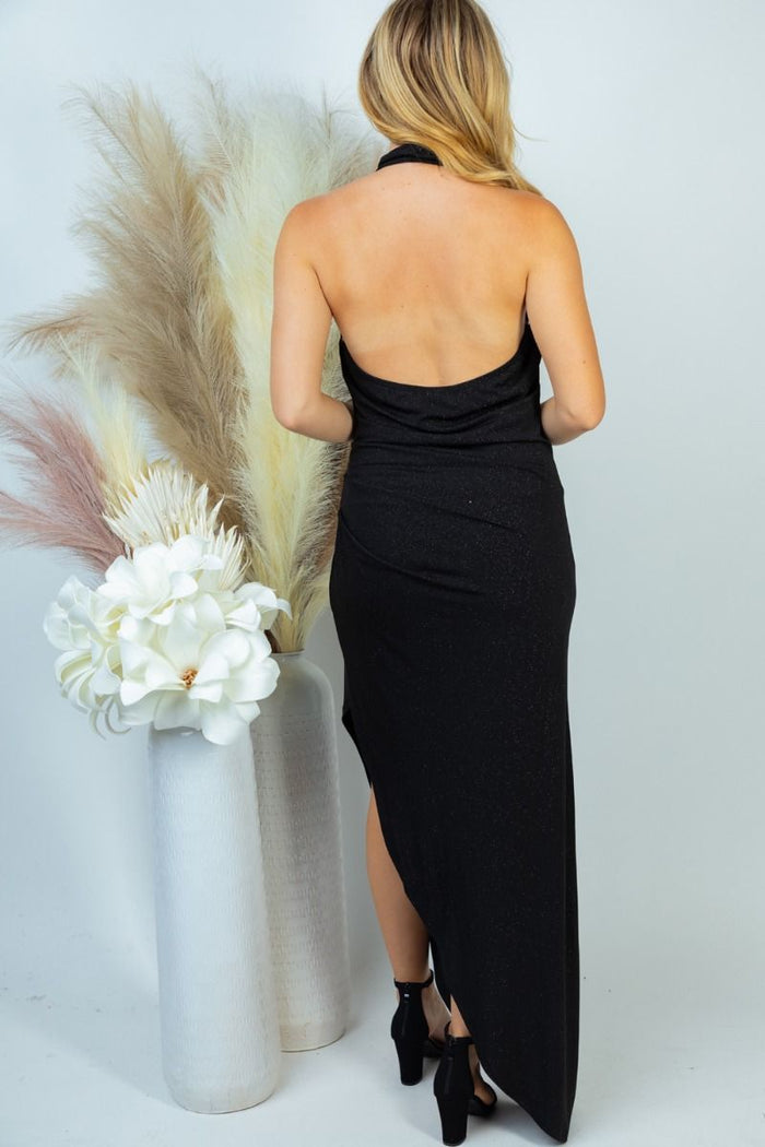 "I Dare You" Backless Side Slit Dress-Lola Monroe Boutique
