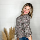 "I Doubt It" Animal Print Lizzy 3/4 Sleeve Split Neck-Lola Monroe Boutique