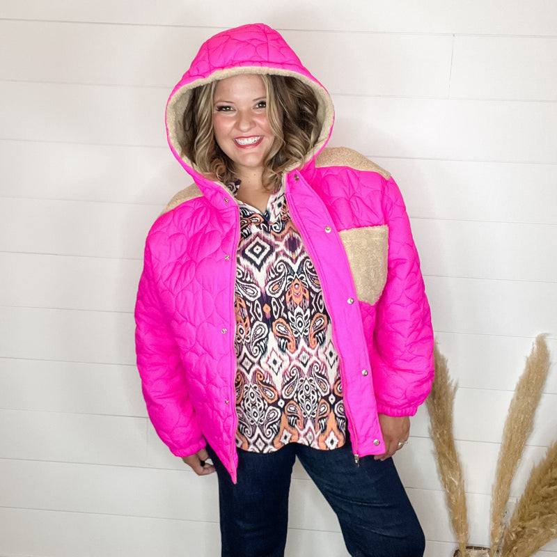 "I Heart You" Heart Quilted Jacket with Sherpa Details-Lola Monroe Boutique
