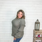 "I Like It" Long Sleeve with Ruffle Detail (Black or Olive)-Lola Monroe Boutique