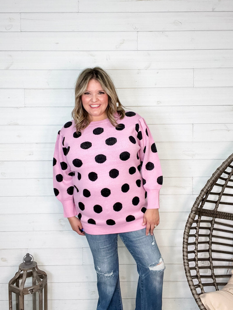 "I Say Yes" Polka Dot Sweater-Lola Monroe Boutique