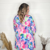 "I Wonder" Floral 3/4 Sleeve V Neck Dress-Lola Monroe Boutique