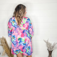 "I Wonder" Floral 3/4 Sleeve V Neck Dress