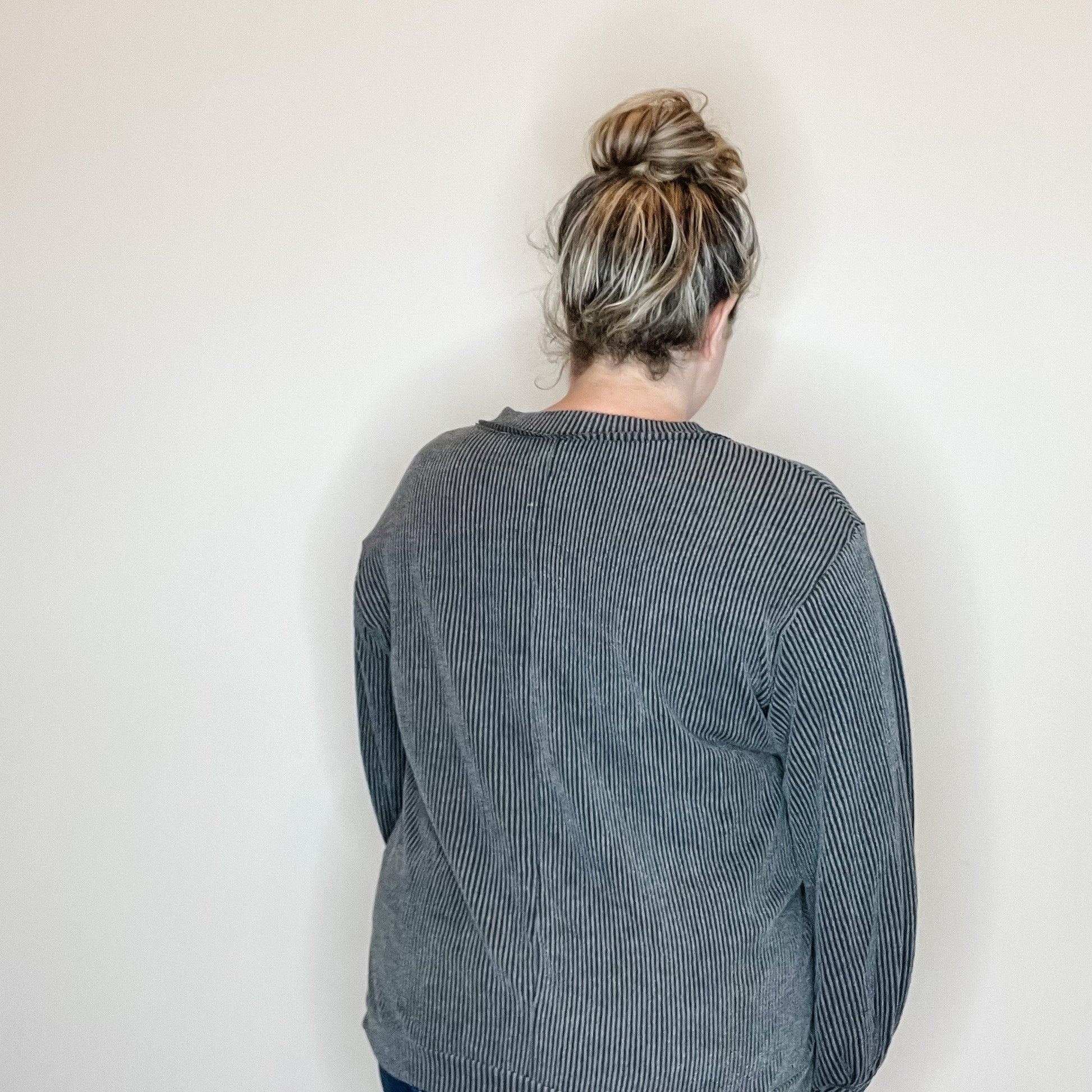 "If You Say So" V Neck Long Sleeve Ribbed Weekender