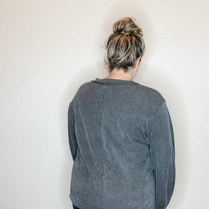 "If You Say So" V Neck Long Sleeve Ribbed Weekender