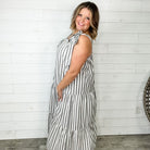 I'm Ready" Striped Tiered Maxi Dress with Shoulder Ties-Lola Monroe Boutique