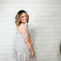 I'm Ready" Striped Tiered Maxi Dress with Shoulder Ties-Lola Monroe Boutique