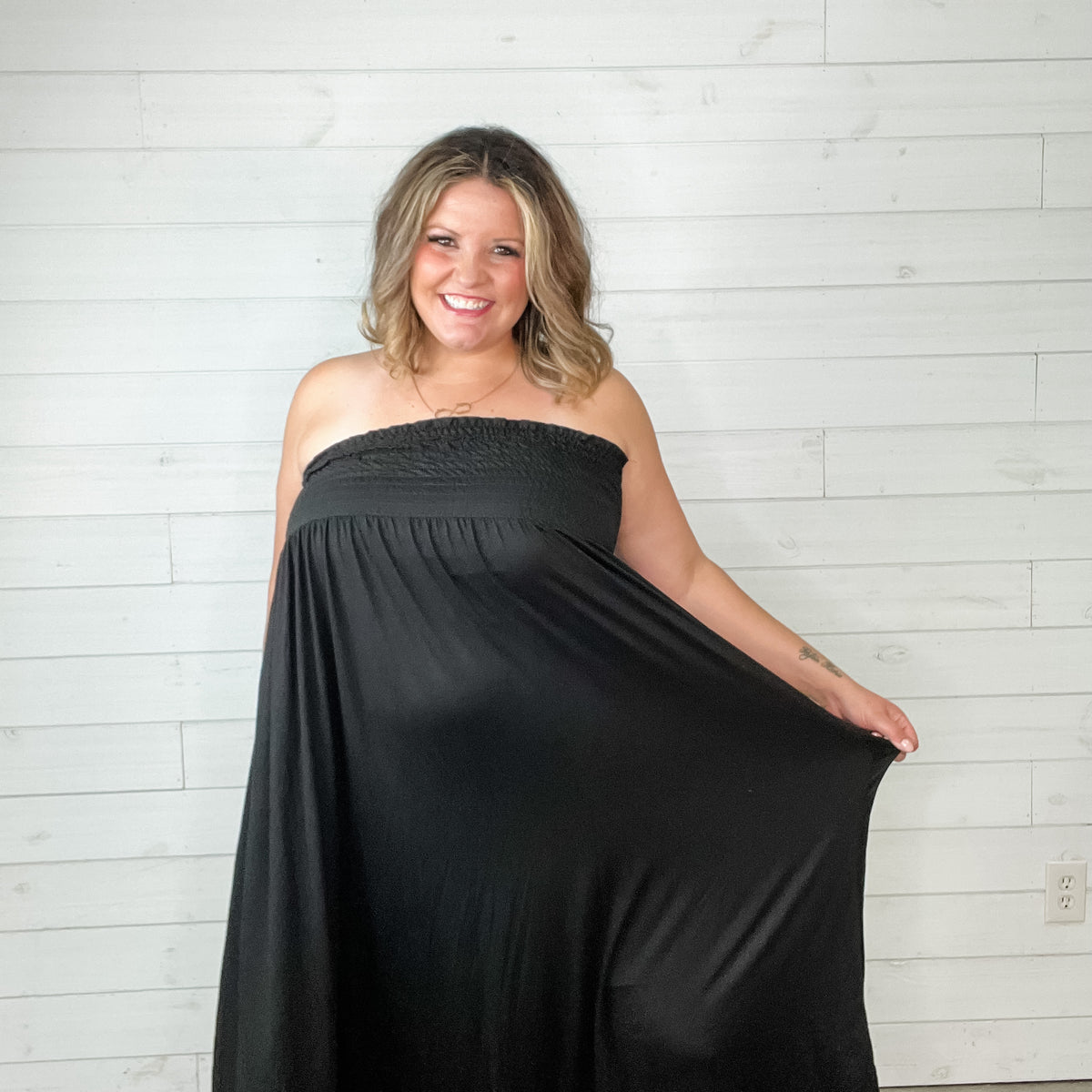 Smocked Waist Maxi Skirt / Tube Dress with Pockets