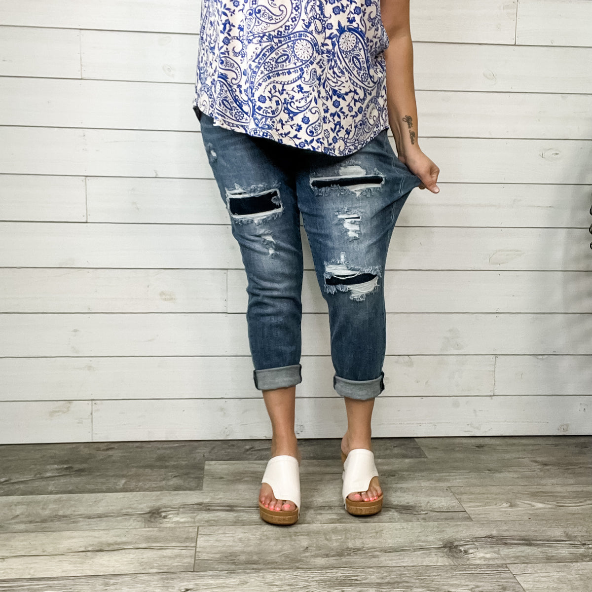 Judy Blue "Girl Scout" Denim Patch Relaxed Fit Jeans