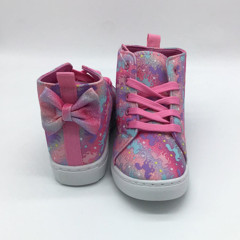 Kids Unicorn Pink and Purple Lace Up Hi Top Sneakers