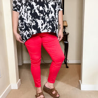 Judy Blue "Fire Engine" Red Tummy Control Skinny Jeans
