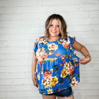 "Just Go With It" Floral Ruffle Cap Sleeve Babydoll