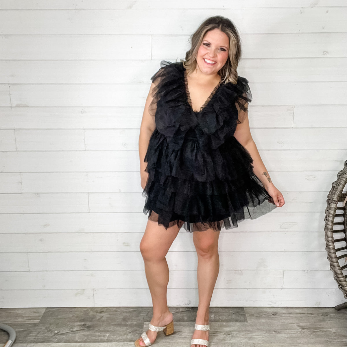"Ain't No Party Like A" Tulle Tiered Dress (Black)