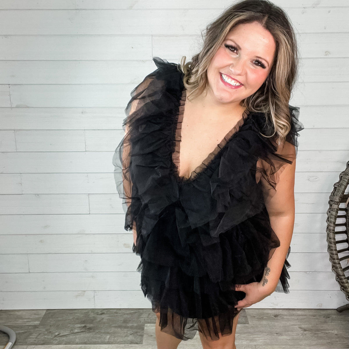"Ain't No Party Like A" Tulle Tiered Dress (Black)