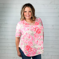 "Mindful" Floral V Neck with Criss Cross Baby Doll
