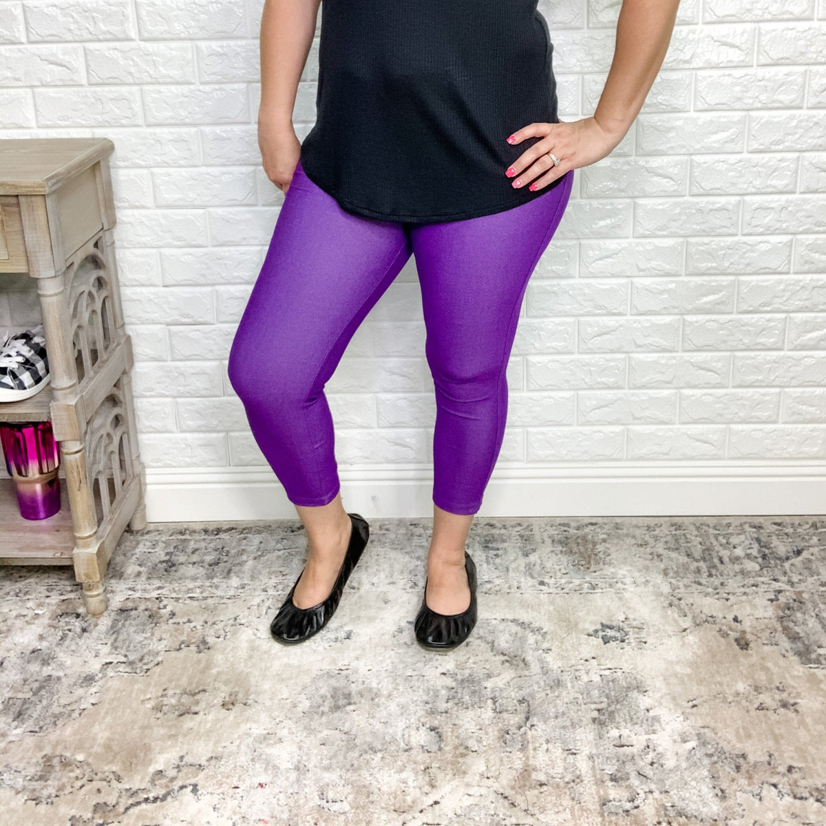 Women's Purple Capri Jeggings