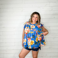 "Just Go With It" Floral Ruffle Cap Sleeve Babydoll