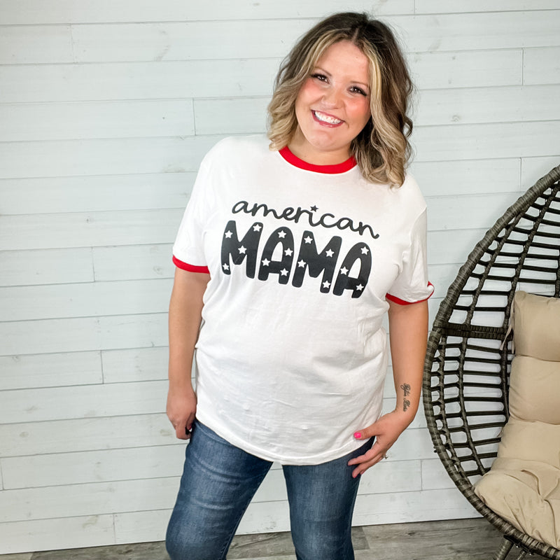 American Mama Ringer Style Graphic Tee