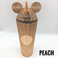 24 Ounce Studded Tumbler with Ears Lid (Multiple Colors)