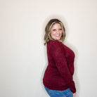 "In Every Color" Long Sleeve Round Neck (Burgundy)-Lola Monroe Boutique