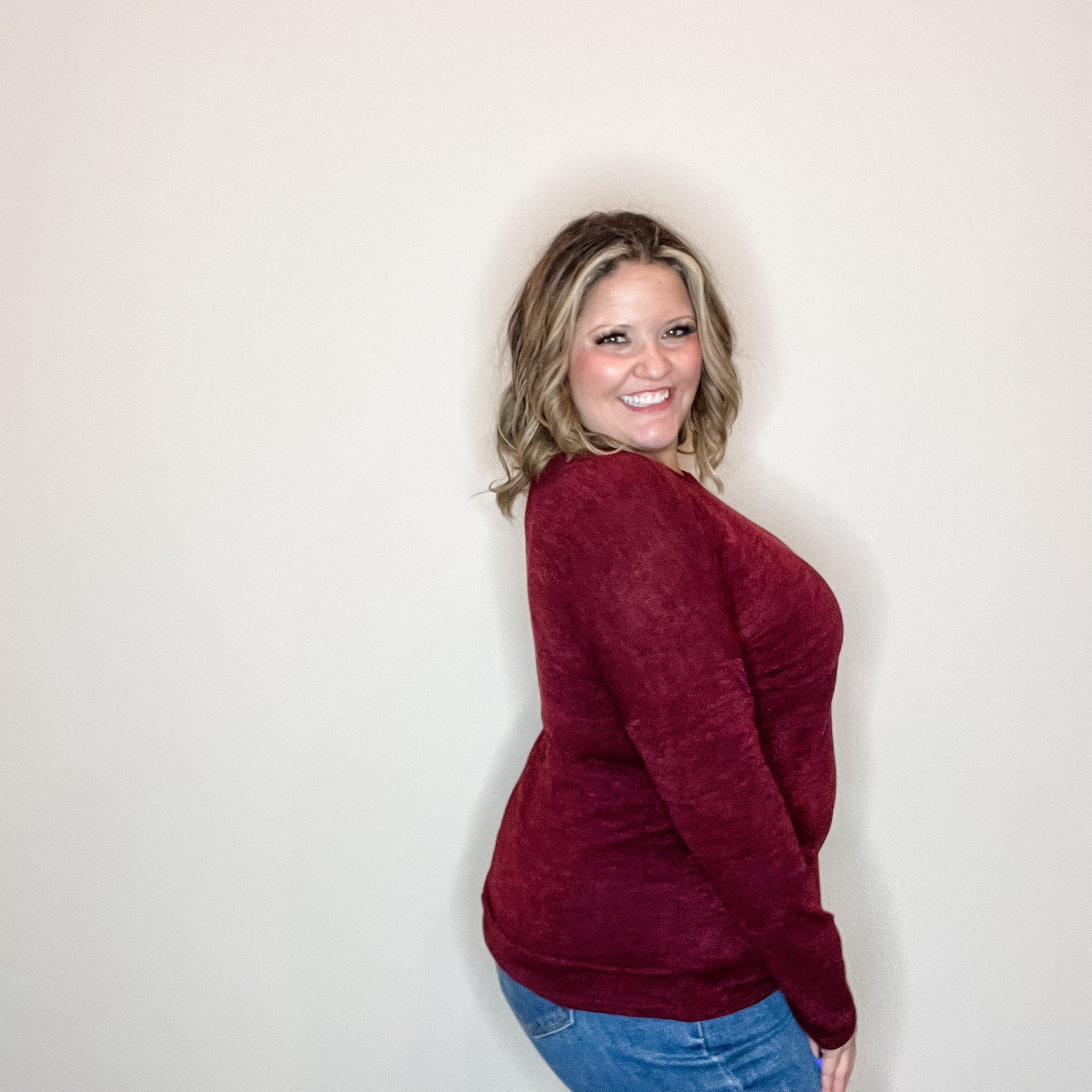 "In Every Color" Long Sleeve Round Neck (Burgundy)