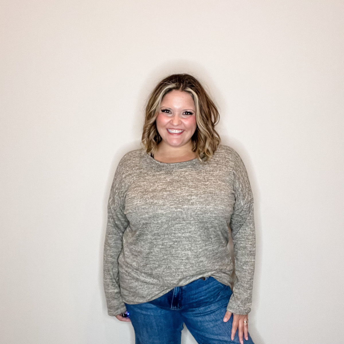 "In Every Color" Long Sleeve Round Neck (Taupe)-Lola Monroe Boutique