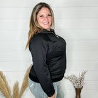 "In Flight" Half Zip Pullover (Black)-Lola Monroe Boutique