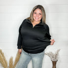 "In Flight" Half Zip Pullover (Black)-Lola Monroe Boutique