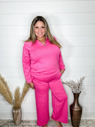 "In Flight" Half Zip Pullover (Hot Pink)-Lola Monroe Boutique