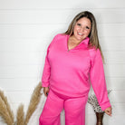 "In Flight" Half Zip Pullover (Hot Pink)-Lola Monroe Boutique