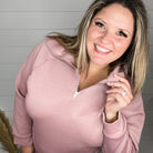 "In Flight" Half Zip Pullover (Mauve)-Lola Monroe Boutique