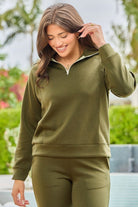 "In Flight" Half Zip Pullover (Olive)-Lola Monroe Boutique