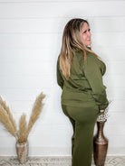 "In Flight" Half Zip Pullover (Olive)-Lola Monroe Boutique