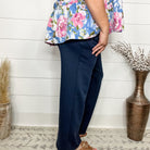 "In Flight" Wide Leg Open Bottom Casual Pants with Pockets (Navy)-Lola Monroe Boutique