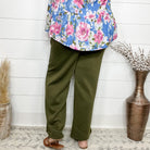 "In Flight" Wide Leg Open Bottom Casual Pants with Pockets (Olive)-Lola Monroe Boutique