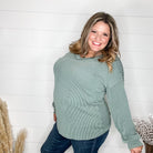 "Inside Out" Long Sleeve Ribbed V Neck with Outside Stitch Detail (Vintage Olive)-Lola Monroe Boutique