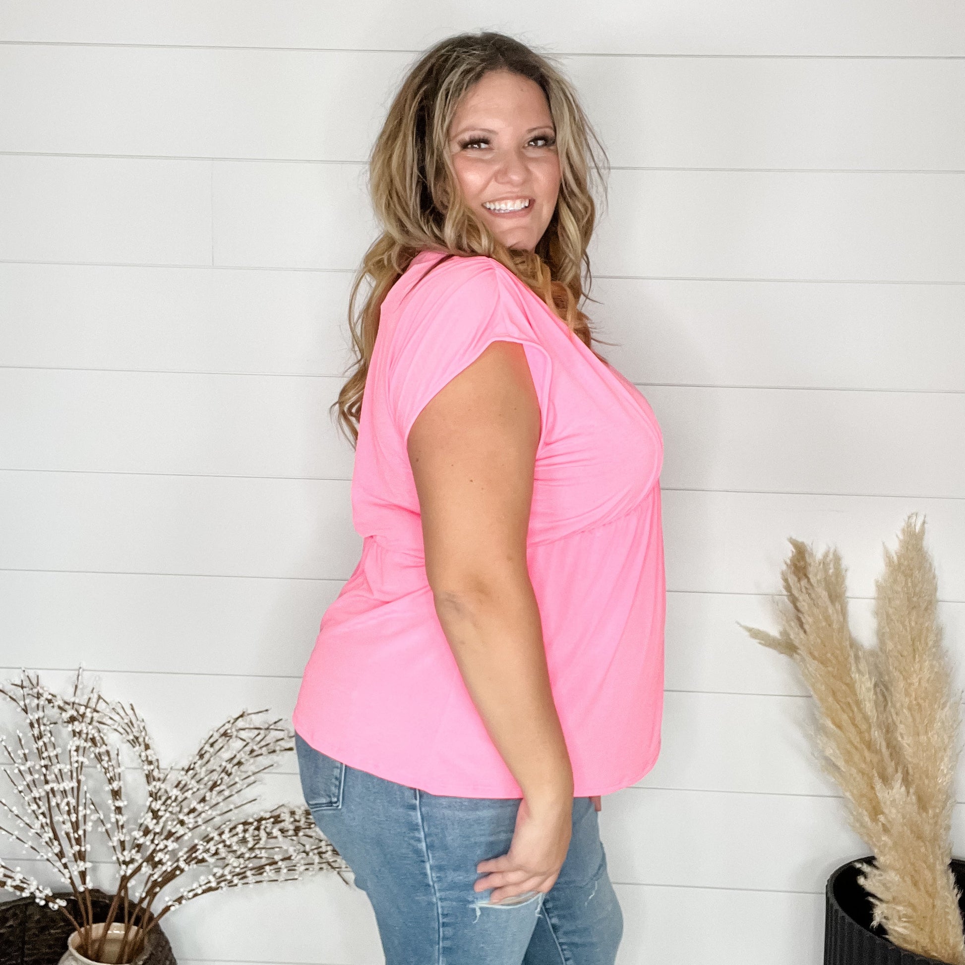 "It Counts" Solid Sleeveless Dreamer (Neon Pink)