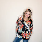 "It Goes" Floral Hoodie-Lola Monroe Boutique